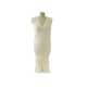 NEUF ROBE MI LONGUE CHANEL COL V SANS MANCHE 42 L EN LAINE ECRU WOOL DRESS 2200€