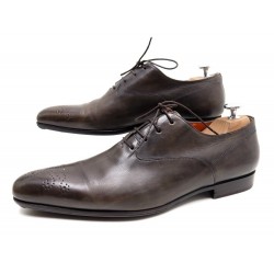 CHAUSSURES SANTONI RICHELIEU 6522 5.5 IT 40.5 FR EN CUIR MARRON BROWN SHOES 675€