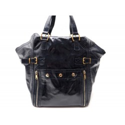 SAC A MAIN YVES SAINT LAURENT DOWNTOW 175884 EN CUIR VERNI BLEU PURSE BAG 1775€