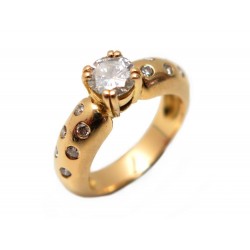 BAGUE ALLIANCE SOLITAIRE DIAMANT 0.68CT T52 EN OR JAUNE 7.3GR RING GOLD DIAMOND