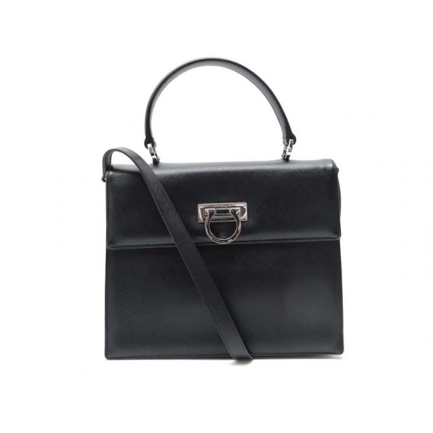 NEUF SAC A MAIN SALVATORE FERRAGAMO CUIR NOIR SAFFANIO 