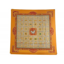 NEUF FOULARD HERMES JOYAUX DE L ETE EN SOIE ORANGE CARRE 90 CM SILK SCARF 350€