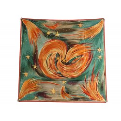 NEUF FOULARD HERMES LES FEUX DU CIEL EN SOIE ORANGE CARRE 90 CM SILK SCARF 350€