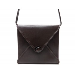 VINTAGE SAC A MAIN HERMES ENVELOPPE CUIR MARRON 