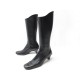 NEUF CHAUSSURES PRADA 37 IT 38 FR BOTTES A TALON EN CUIR AGNEAU NOIR BOOTS 1200€