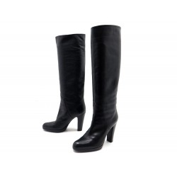 CHAUSSURES SERGIO ROSSI BOTTES A TALONS 38 CUIR NOIR FEMME BOOTS BLACK SHOE 900€