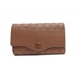 ETUI PORTE CLES BOTTEGA VENETA EN CUIR TRESSE MARRON KEY RING 260€