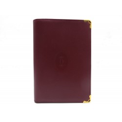 NEUF PORTEFEUILLE MUST DE CARTIER EN CUIR BORDEAUX WALLET CARD CASE LEATHER 310€