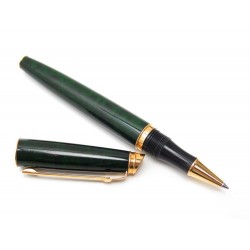 NEUF STYLO BILLE CARAN D'ACHE LEMAN EBONY ROLLERBALL EN LAQUE VERT + BOITE 588€