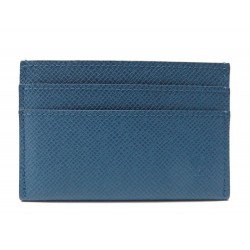 NEUF PORTE CARTES DOUBLE LOUIS VUITTON M30657 CUIR BLEU 