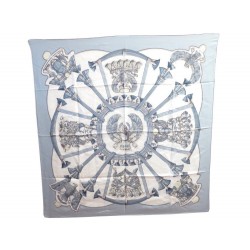 VINTAGE FOULARD HERMES EGYPTE SCARABEES CARRE EN SOIE BLEU SILK SCARF 345€