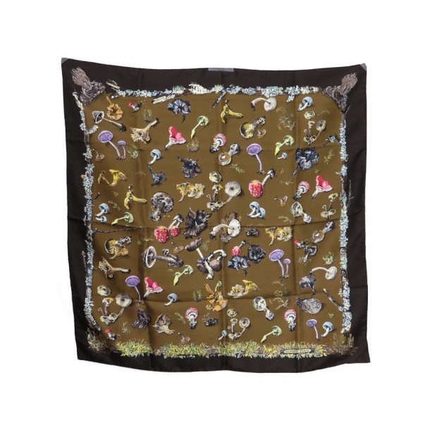 FOULARD HERMES LES CHAMPIGNONS MARRON