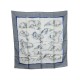 FOULARD HERMES LEVRIERS XAVIER DE PORET CARRE EN SOIE GRIS SILK SCARF 350€