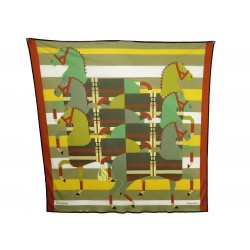 NEUF FOULARD HERMES ROCABAR TETE DE CHEVAUX CARRE JERSEY DE SOIE SILK SCARF 575€