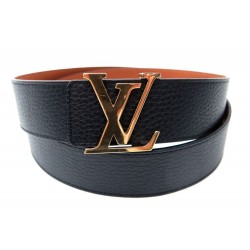 CEINTURE LOUIS VUITTON M9151 LV INITIALES REVERSIBLE T110 CUIR NOIR & GOLD 