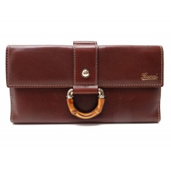 PORTEFEUILLE GUCCI BAMBOO 152742 EN CUIR MARRON PORTE CARTE WALLET BILLFOLD 530€