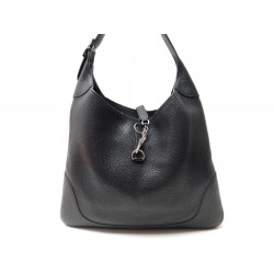 NEUF SAC A MAIN HERMES TRIM GM 2004 EN CUIR TOGO NOIR & ARGENT PURSE 3450€