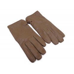 NEUF GANTS HERMES LUCAS 8.5 EN CUIR DE CERF MARRON CACHEMIRE LEATHER GLOVES 465€