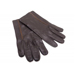 NEUF GANTS HERMES MILLESIME 8.5 EN CUIR MARRON COGNAC BROWN LEATHER GLOVES 470€