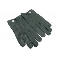 NEUF GANTS HERMES T 9 NERVURES DROITES EN CUIR VERT CLOU DE SELLE GLOVES 615€