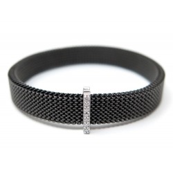 NEUF BRACELET MAUBOUSSIN MOI NON PLUS T17 DIAMANT OR ACIER NOIR GOLD STEEL 695€