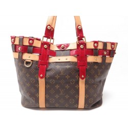 SAC A MAIN LOUIS VUITTON RUBIS SALINA GM 2008 EN TOILE & CROCO PURSE RARE 2490€