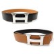 CEINTURE HERMES BOUCLE H T65 CUIR MARRON REVERSIBLE 