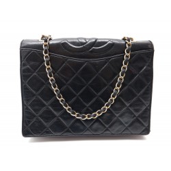 VINTAGE SAC A MAIN CHANEL CUIR MATELASSE NOIR 