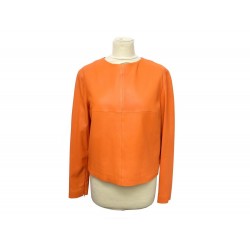 HAUT BOTTEGA VENETA TOP PERSIMMON 42 38 M EN CUIR ORANGE BLOUSE VESTE 2450€