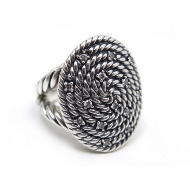 NEUF BAGUE DAVID YURMAN EN ARGENT DIAMANTS RING 