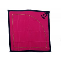 VINTAGE FOULARD MUST DE CARTIER CHAINE MAILLE EN SOIE FUSHIA CARRE SCARF 320€