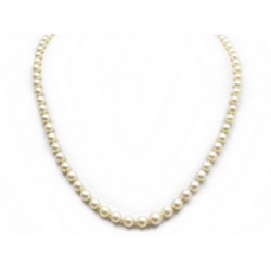 COLLIER EN PERLES DE CULTURE BLANCHE 50 CM & OR JAUNE 18K WHITE PEARLS NECKLACE