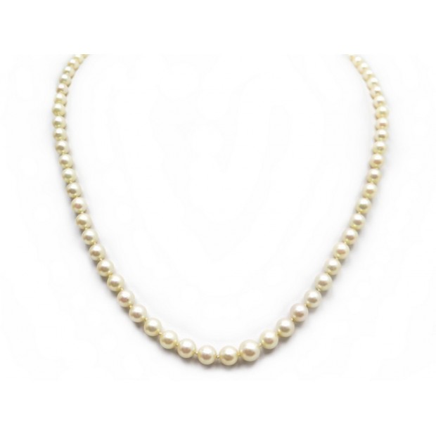 COLLIER EN PERLES DE CULTURE BLANCHE 50 CM & OR JAUNE 18K WHITE PEARLS NECKLACE