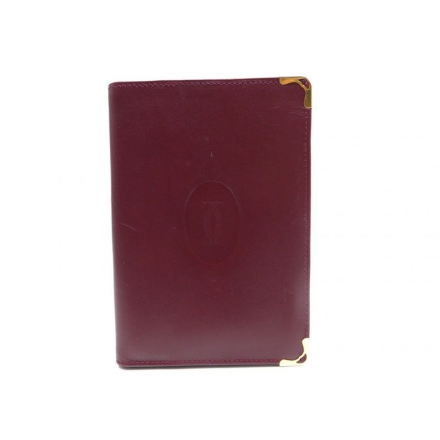 NEUF PORTEFEUILLE MUST DE CARTIER EN CUIR BORDEAUX PORTE CARTES WALLET 440€