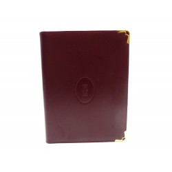 NEUF BLOC NOTE MUST DE CARTIER REPERTOIRE CAHIER EN CUIR BORDEAUX NOTE BOOK 660€