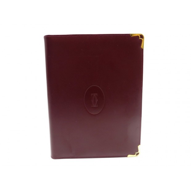 NEUF BLOC NOTE MUST DE CARTIER REPERTOIRE CAHIER EN CUIR BORDEAUX NOTE BOOK 660€