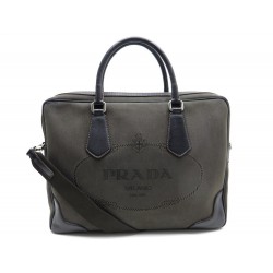 SAC CARTABLE PRADA SACOCHE A BANDOULIERE EN TOILE KAKI CANVAS HAND BAG 750€