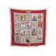 FOULARD HERMES IMAGERIE CARRE 90 CM EN SOIE ROUGE & BLANC + BOITE SCARF 350€