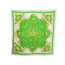 FOULARD HERMES CROWN COURONNES 1ERE EDITION 1969 CARRE EN SOIE VERT SCARF 350€