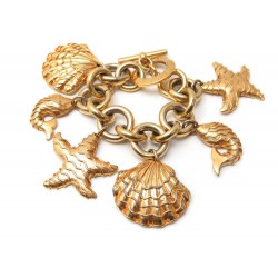 VINTAGE BRACELET CELINE BRELOQUES COQUILLAGES T 22 EN METAL DORE CHARMS 320€