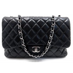 NEUF SAC A MAIN CHANEL GRAND TIMELESS CLASSIQUE 30 BANDOULIERE CUIR NOIR 4990€