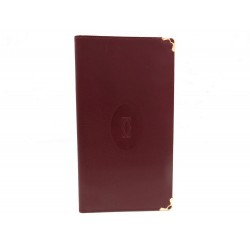 PORTEFEUILLE MUST DE CARTIER PORTE CARTES EN CUIR BORDEAUX WALLET CARD 465€