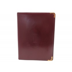 PORTE AGENDA CAHIER MUST DE CARTIER EN CUIR BORDEAUX DIARY NOTE HOLDER 660€