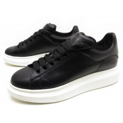 NEUF CHAUSSURES ALEXANDER MCQUEEN SNEAKERS OVERSIZE 44 45 BASKETS CUIR NOIR 395€