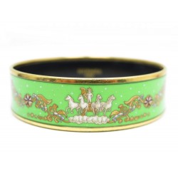 BRACELET HERMES IMPRIME LARGE ANGE SUR UN CHAR 65MM EN EMAIL & DORE ENAMEL 480€