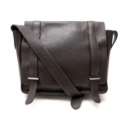 SAC A MAIN HERMES STEVE CAPORAL 2012 BESACE EN CUIR EBENE BANDOULIERE BAG 3300 