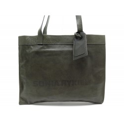 SAC A MAIN SONIA RYKIEL CABAS EN CUIR GRAINE KAKI LEATHER TOTE HAND BAG 490€