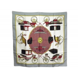 NEUF FOULARD HERMES LES VOITURES A TRANSFORMATION PERRIERE CARRE SOIE SCARF 350€