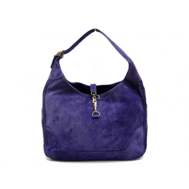 VINTAGE SAC A MAIN HERMES TRIM EN DAIM VEAU VELOURS VIOLET SUEDE HAND BAG 3200€