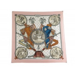 FOULARD HERMES NAPOLEON 1ERE EDITION DE 1963 EN SOIE ROSE CARRE SCARF 350€